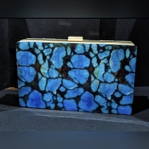 Beautiful Marble Blue Clutch with Free selfie Sticker and Free Halo Bracelet